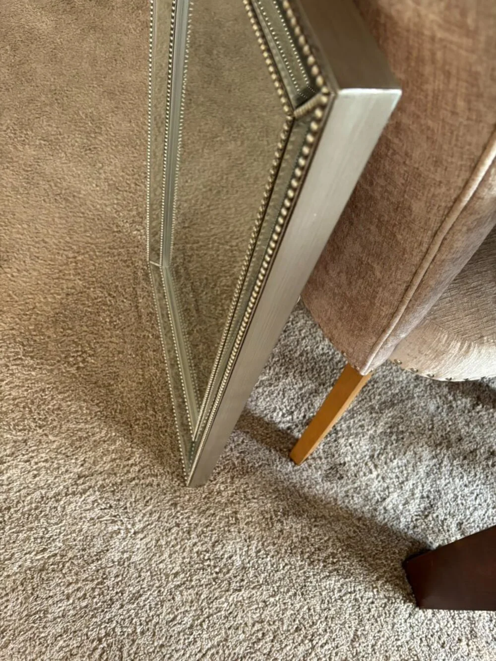 House of Hampton Champagne Silver Beaded Beveled Wall Mirror 20x32